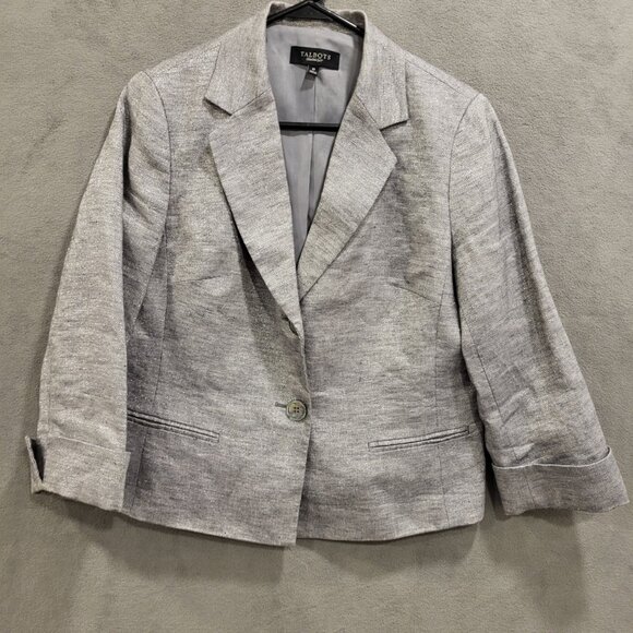Talbots Linen Metallic Blend Blazer Women's Size 10 Lined Jacket Office - Picture 1 of 7